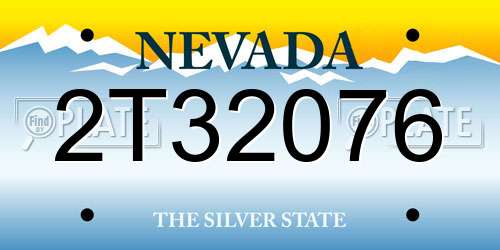 2T32076 Nevada License Plate