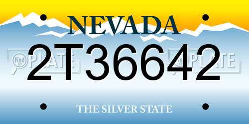 2T36642 Nevada License Plate