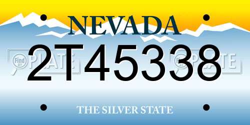 2T45338 Nevada License Plate