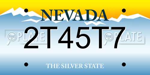 2T45T7 Nevada License Plate