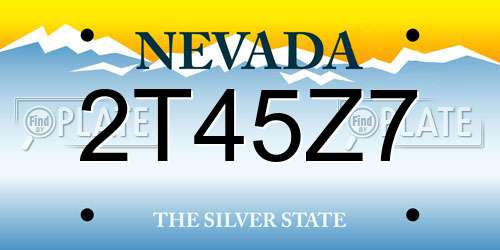 2T45Z7 Nevada License Plate