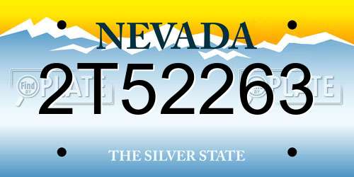2T52263 Nevada License Plate