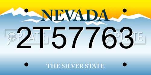 2T57763 Nevada License Plate