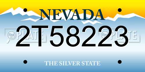 2T58223 Nevada License Plate