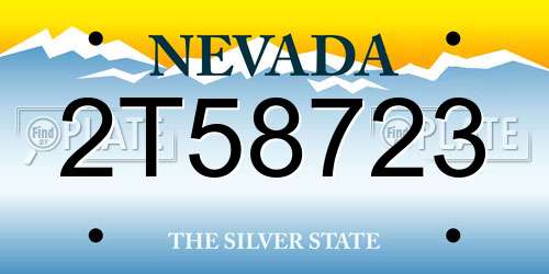 2T58723 Nevada License Plate