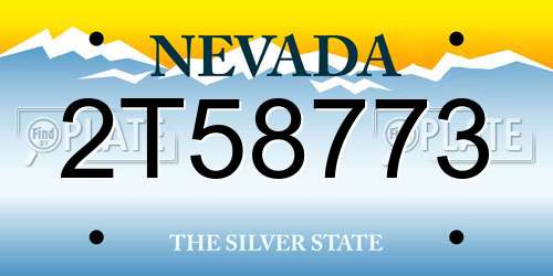 2T58773 Nevada License Plate