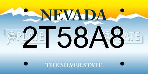 2T58A8 Nevada License Plate