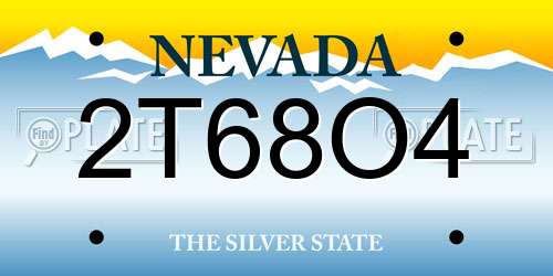 2T68O4 Nevada License Plate