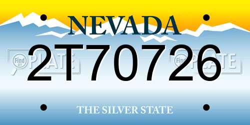 2T70726 Nevada License Plate