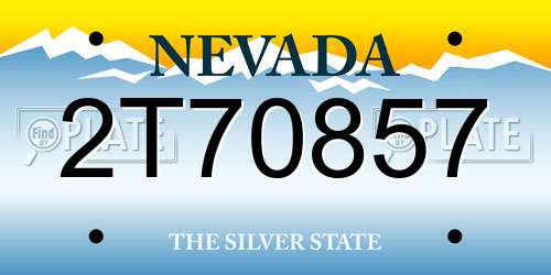 2T70857 Nevada License Plate