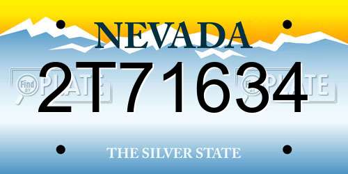 2T71634 Nevada License Plate