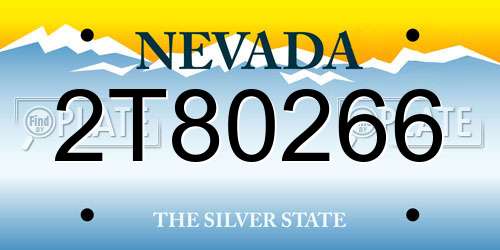 2T80266 Nevada License Plate