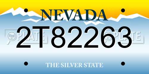 2T82263 Nevada License Plate
