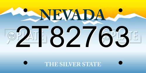 2T82763 Nevada License Plate