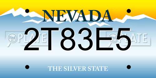 2T83E5 Nevada License Plate