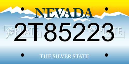 2T85223 Nevada License Plate