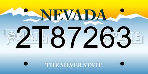 2T87263 Nevada License Plate