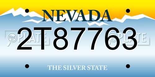 2T87763 Nevada License Plate