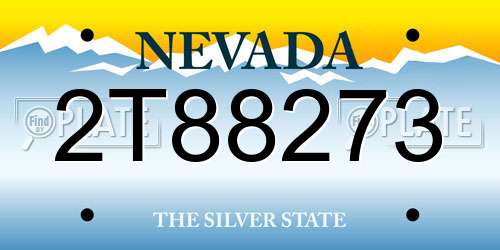 2T88273 Nevada License Plate
