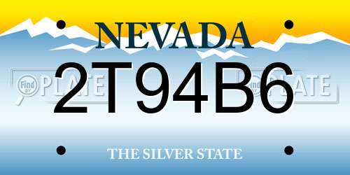 2T94B6 Nevada License Plate