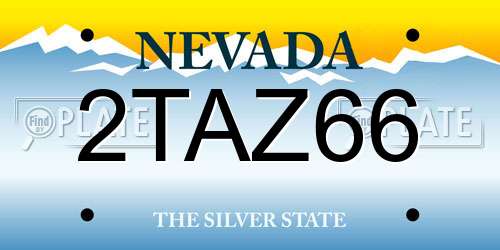 2TAZ66 Nevada License Plate