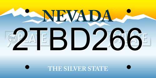 2TBD266 Nevada License Plate