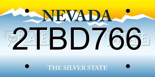 2TBD766 Nevada License Plate