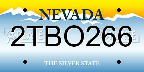 2TBO266 Nevada License Plate