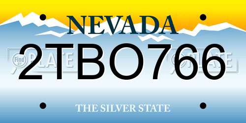 2TBO766 Nevada License Plate