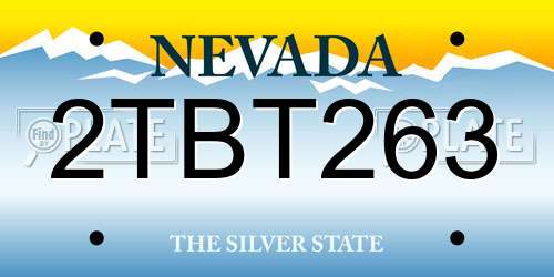 2TBT263 Nevada License Plate