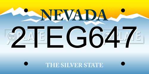 2TEG647 Nevada License Plate
