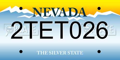 2TET026 Nevada License Plate