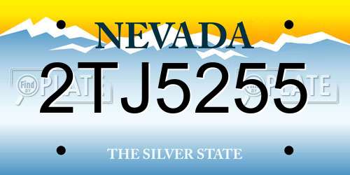 2TJ5255 Nevada License Plate
