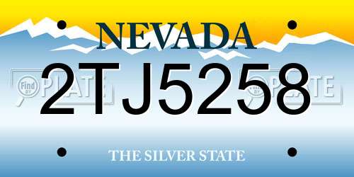 2TJ5258 Nevada License Plate