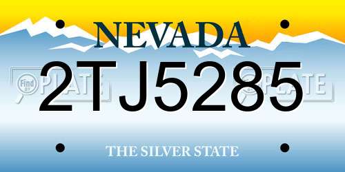 2TJ5285 Nevada License Plate