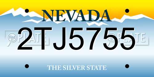2TJ5755 Nevada License Plate