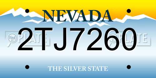 2TJ7260 Nevada License Plate