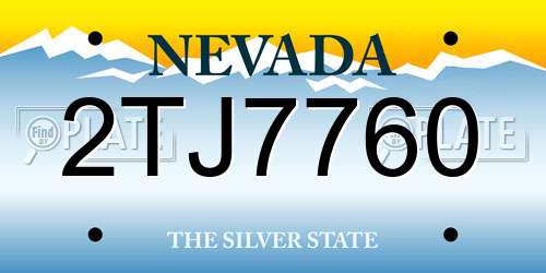 2TJ7760 Nevada License Plate