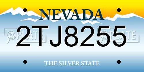 2TJ8255 Nevada License Plate