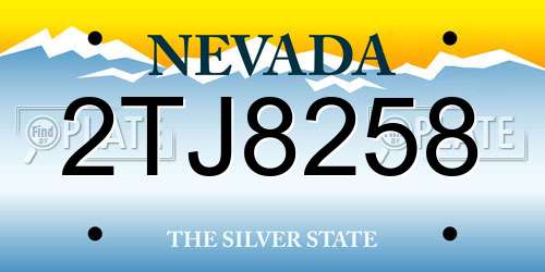 2TJ8258 Nevada License Plate