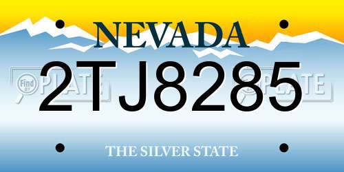 2TJ8285 Nevada License Plate