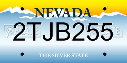 2TJB255 Nevada License Plate