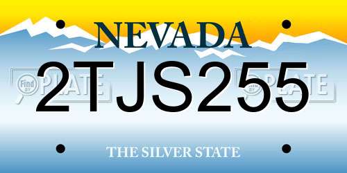 2TJS255 Nevada License Plate
