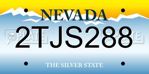 2TJS288 Nevada License Plate