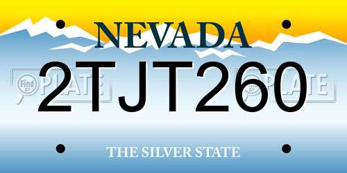 2TJT260 Nevada License Plate