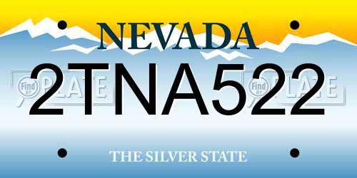 2TNA522 Nevada License Plate