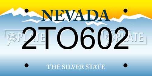 2TO602 Nevada License Plate