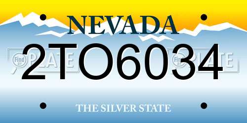 2TO6034 Nevada License Plate