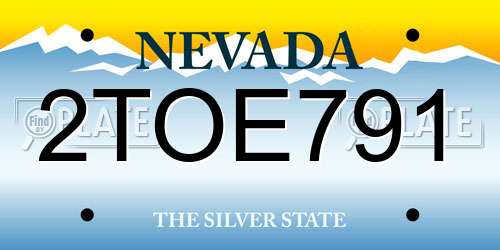 2TOE791 Nevada License Plate