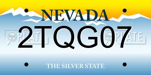 2TQG07 Nevada License Plate